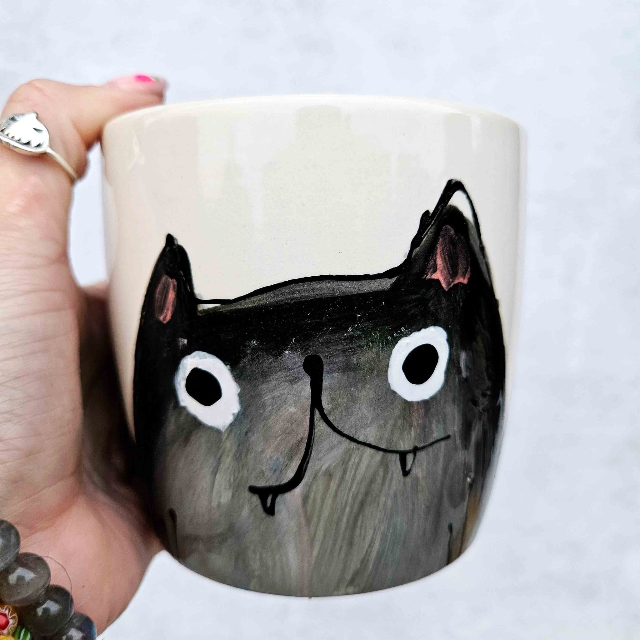 Hand illustrated Black cat mug – MadeByHarriet