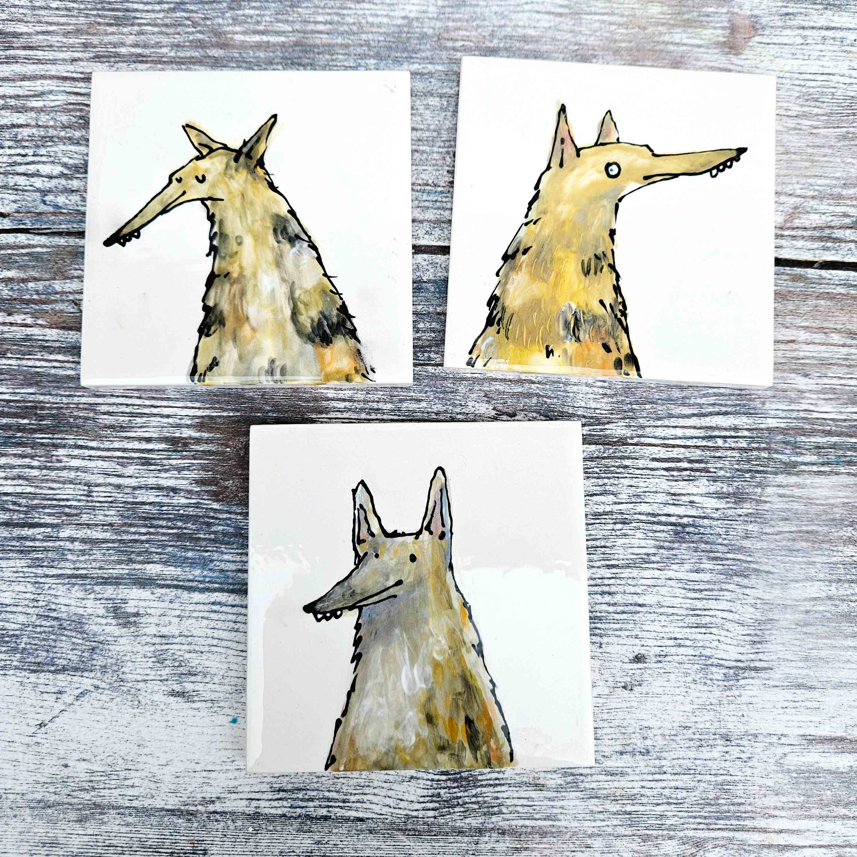 Hand Illustrated Wolf and Vampire Tile / Coaster MadeByHarriet