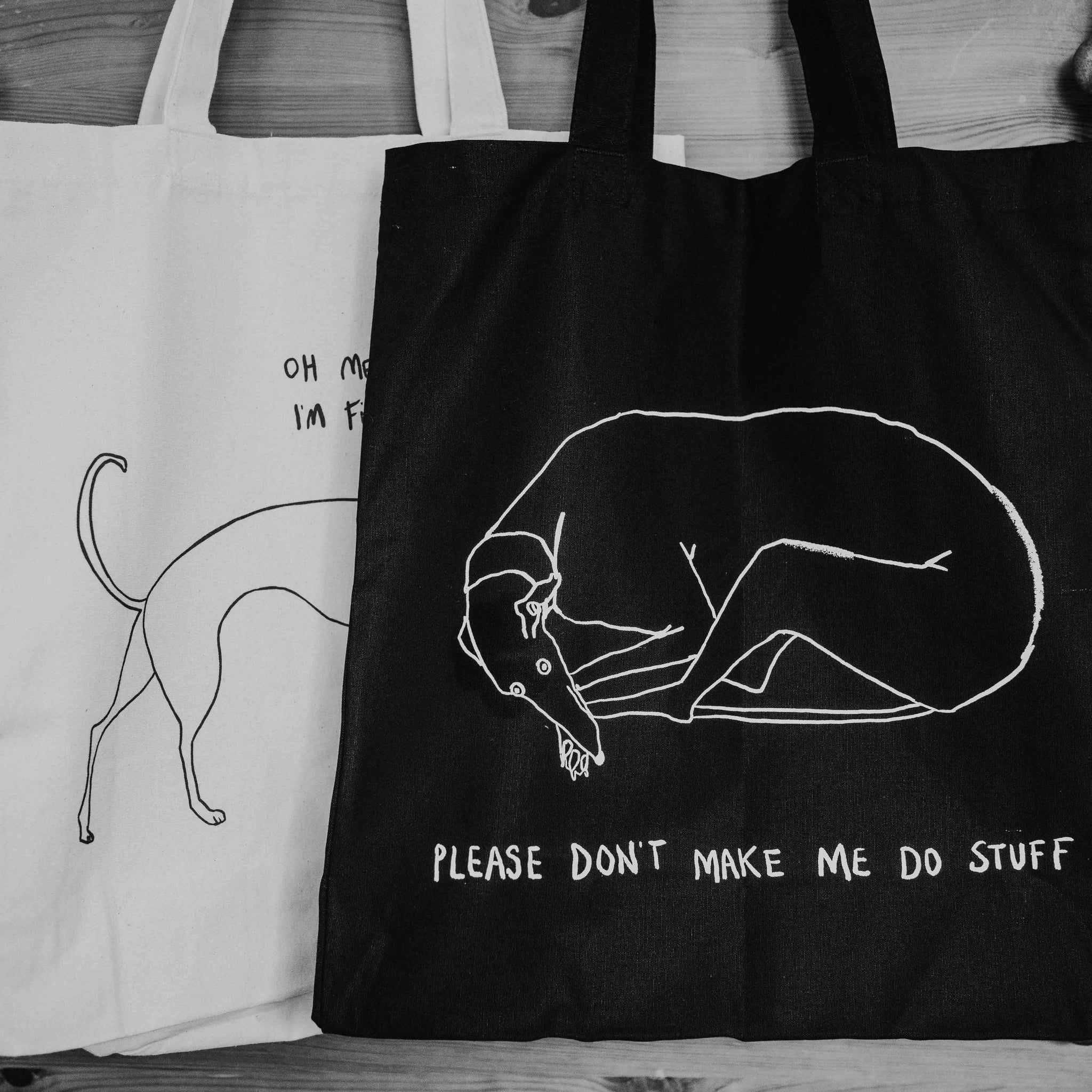 SAUIVD "Don't Make Me Go" Canvas Tote Bag - Reusable Grocery Shopping Bag, 15.7x13.7 Inches, Cotton Canvas With Graphic